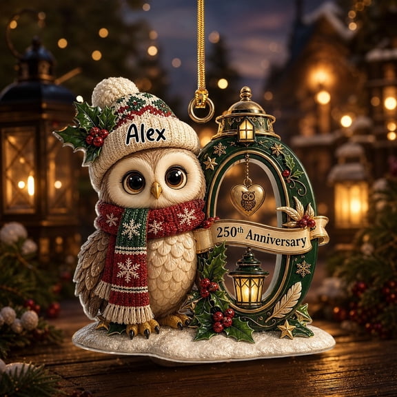 Christmas Acrylic Ornament Personalized Owl Lantern Letter Tree Hanging for Anniversary Gift