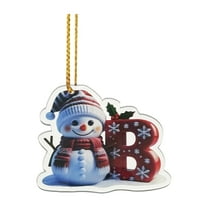 Christmas Acrylic Ornament for Tree Decorations 26 Letter Decorative Hanging Christmas Letters DIY Ornaments for Xmas Tree B