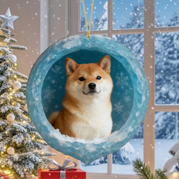 Christmas Acrylic Ornament with Animal Print Double-Sided Hanging Decoration for Tree Home Gift for Family Friends(E)