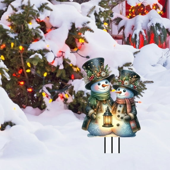 Christmas Acrylic Planter Stand Garden Stake Snowman Design Ground Insert Yard Decoration Outdoor Holiday Decor Patio ornament
