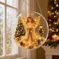 thumbnail image 1 of Christmas Acrylic Puzzle Suncatcher Hnaging Decorations, 7.48" Dia Round Stained Glass Style Vivid & Clear Print Colorful Light Catcher Decor for Window Xmas Tree Home Holiday Party Fireplace Gift, 1 of 6