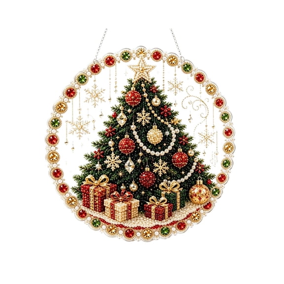 Christmas Acrylic Puzzle Suncatcher Window Hanging Decor, DIY Diamond Art Kit, Sparkling Rhinestone Christmas Decor