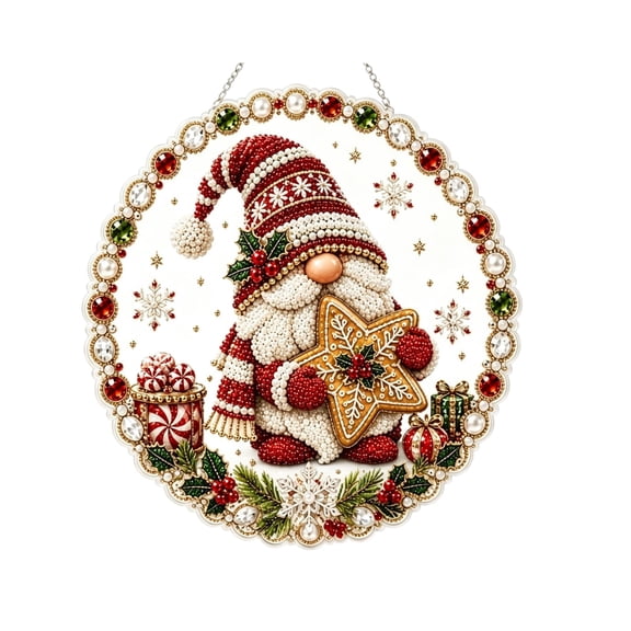 Christmas Acrylic Puzzle Suncatcher Window Hanging Decor, DIY Diamond Art Kit, Sparkling Rhinestone Christmas Decor
