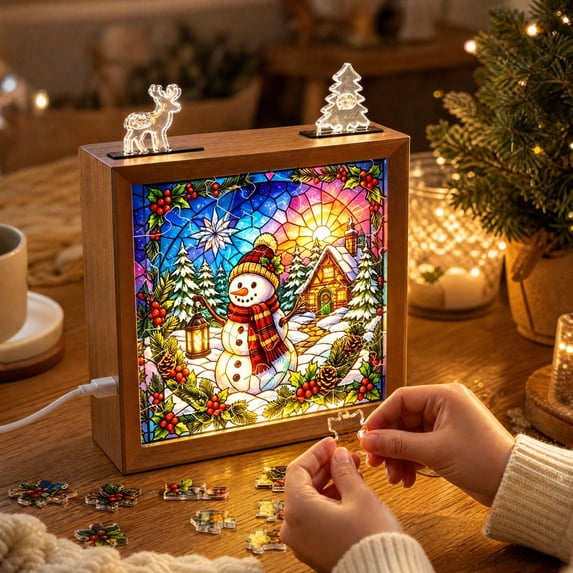 Christmas Acrylic Puzzle with Usb Light Up Picture Frame, 0.08 Inch ...