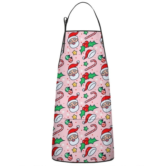 Christmas Adjustable Waterproof Apron for Adults 33x27 Inch – Cooking Apron with 2 Large Pockets, Durable Polyester Bib for Kitchen, Baking, BBQ, and Home Use