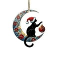 thumbnail image 1 of Christmas Adorable Cat in Santa Hat Stained Glass Style Ornament and Decor丨D, 1 of 9