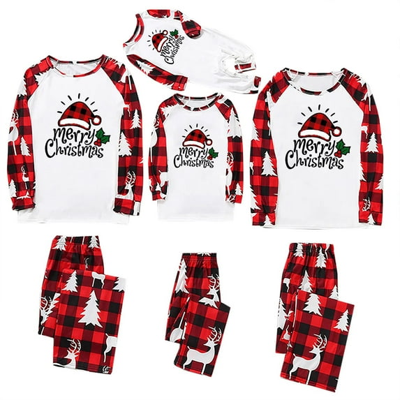 Christmas Adult Pajamas Christmas Pajamas for Family Xmas Matching Sets for the Whole Family Holiday Home Xmas Nightgowns with Merry Christmas Merry christmas Hat