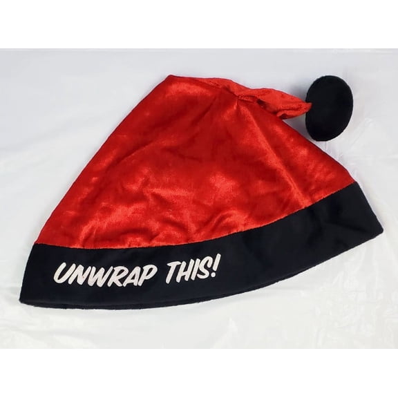 Christmas Adult Santa Hat 'Unwrap This' with Glitter Text (1ct)