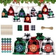 thumbnail image 1 of Christmas Advent Bags 24 Days Countdown Calendar Burlap Bags Hanging Candy Gift Bags With Drawstring For Kids And Adults（A）, 1 of 5