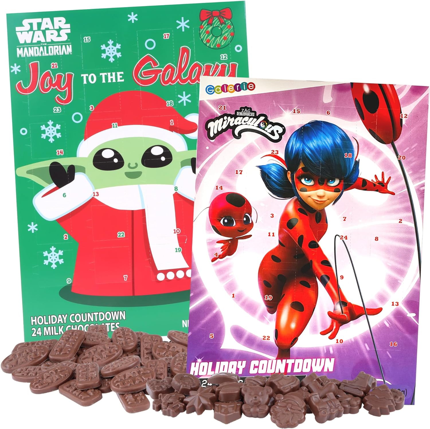 Christmas Advent Calendar 2023, Baby Yoda and Lady Miraculous Chocolate