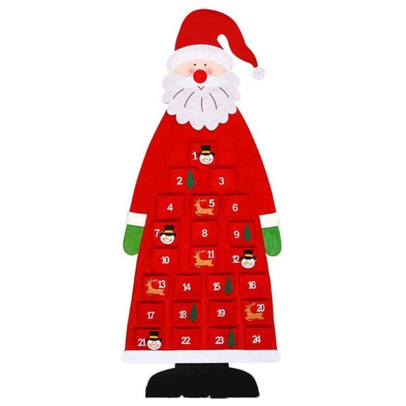 Christmas Advent Calendar 2023, Wall Santa Advent Calendar with Pockets 24 Days Reusable Christmas Countdown Calendar Hanging Xmas Decorations - red
