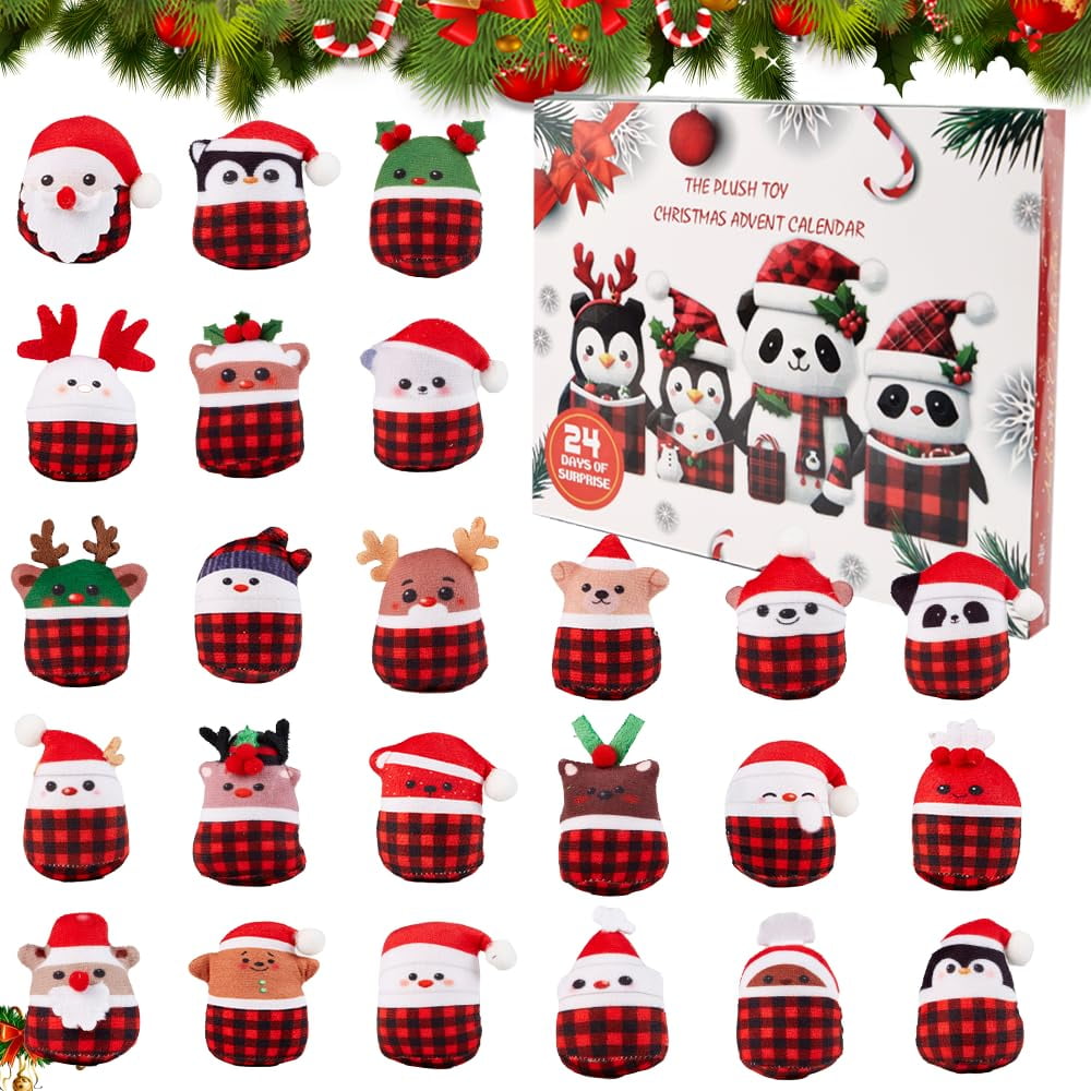 Christmas Advent Calendar 2024,24 Days of Christmas Plush Set,Fun Toys