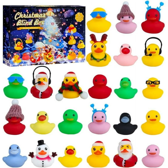 Christmas Advent Calendar 2024-24 Rubber Ducks Advent Calendar for Toddler Boys Girls Gift, 24 Days Christmas Countdown Calendar Ducks Blind Box Creative Christmas Party Favors