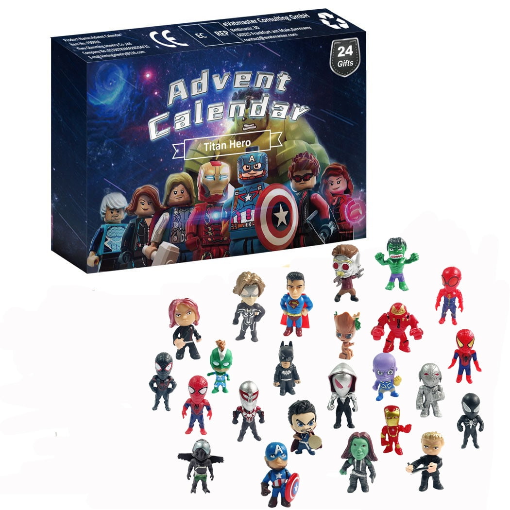 Christmas Advent Calendar 2024, 24PCS The Avengers Cute Cartoon Advent