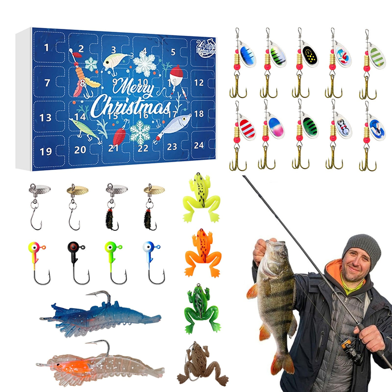 Christmas Advent Calendar 2024 Fishing Lures Set, Fishing Lure Advent