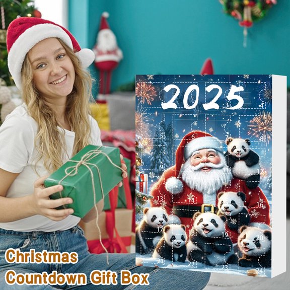 Christmas Advent Calendar 2024 Holiday Countdown 24 Days Panda Acrylic Pendant Ornaments Mystery Blind Box Christmas Tree Hanging Charms Keychain Decorations for Backpack Party Favors
