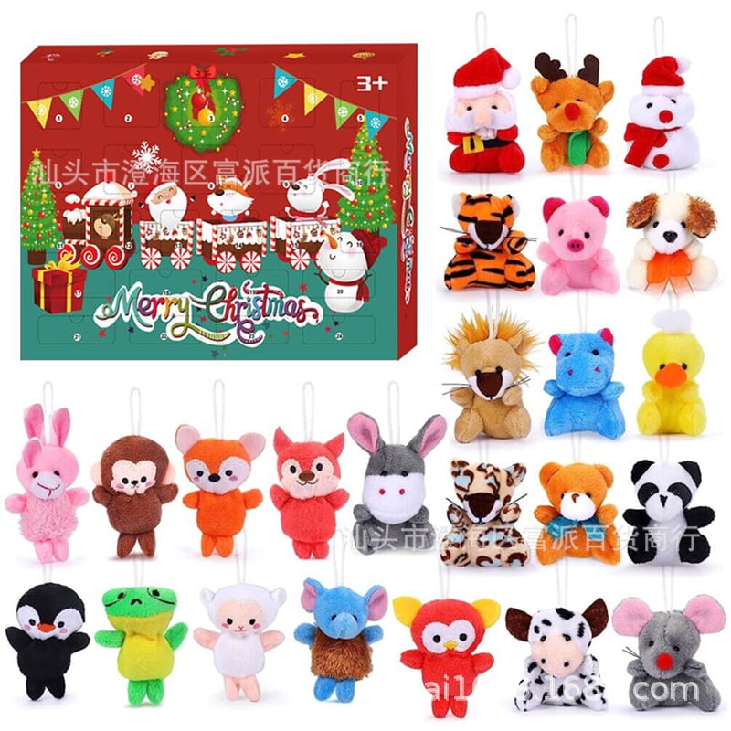 Christmas Advent Calendar 2024 with Mini Animal Plush 24 Days