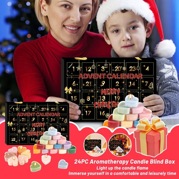 Christmas Advent Calendar 2024 Scented Candle Gift Set 24 Days Holiday Countdown Calendar with Aromatherapy Candles 3D Airplane Gift Box for Adults Women Men