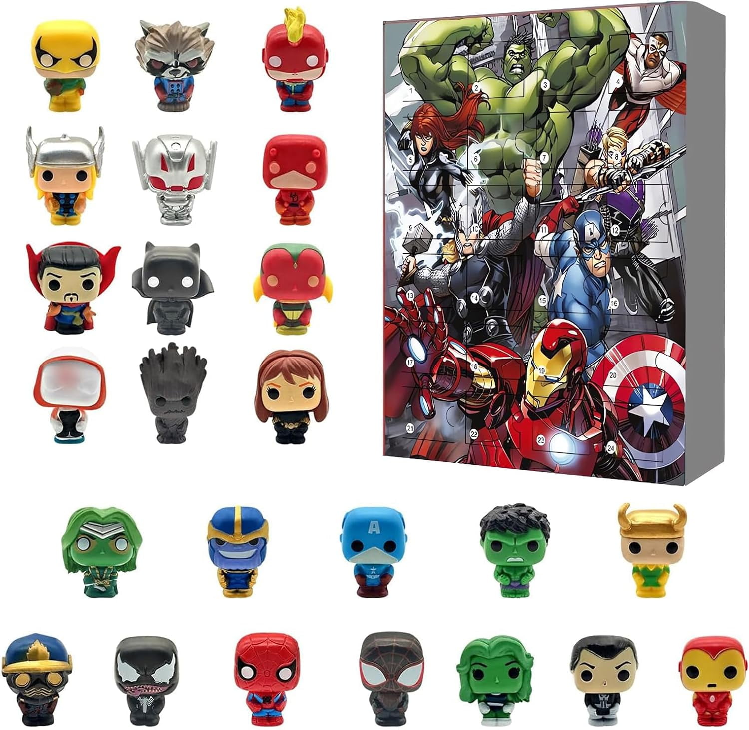 Christmas Advent Calendar 2024, Superhero Mini Figures Toys Countdown Calendar, Contains 24 Gifts, 24 Day Christmas Vacation Advent Calendar, Super Hero Collectibles Figures Gifts for Fans Kids