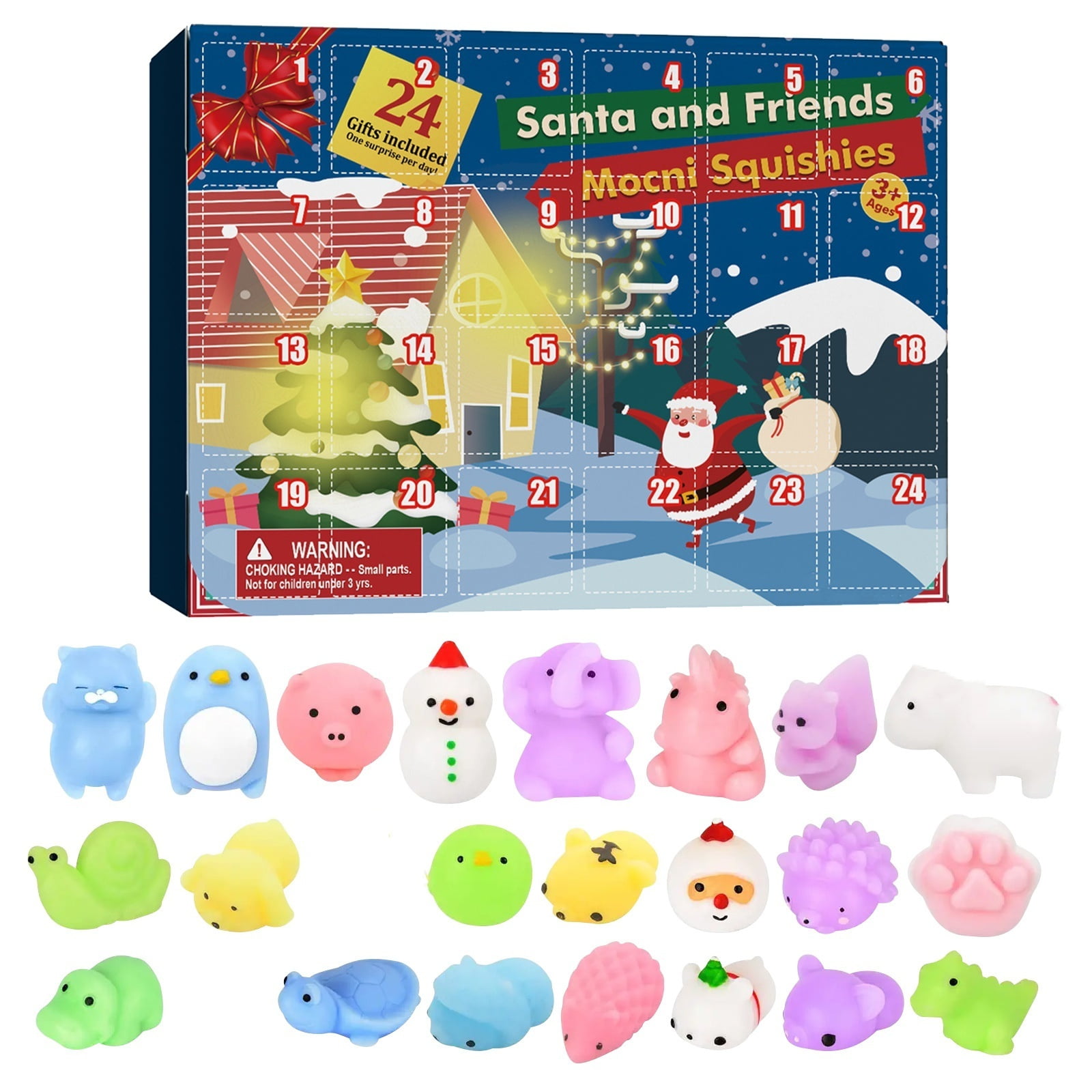 Christmas Advent Calendar 2025,24 Days 3D Pop-Up Blind Box Set Contains 24-Piece Santa and Friends Soft Gel Squeeze Toys,Unique Cute Cartoon Blind Box Best Xmas Gifts