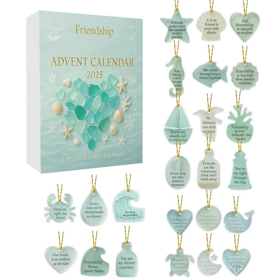 Christmas Advent Calendar 2025, 24 Days Countdown Calendar With 2D Flat Acrylic Surprise Gifts, Winter Ocean-Themed Home Decoration