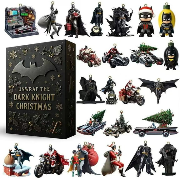 Christmas Advent Calendar 2025 Dark Knight Figurine Ornament Dcor Xmas 24 Days Countdown Calendar Christmas Gift For Boys and Girls