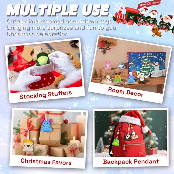 Christmas Advent Calendar 2025 for Kids Girls Boys Teen, 24 Days Suprised Christmas Countdown Calendar with Mini Stuffed Animal Plush Toys, Stocking Stuffers Xmas Gifts Prizes Party Favors