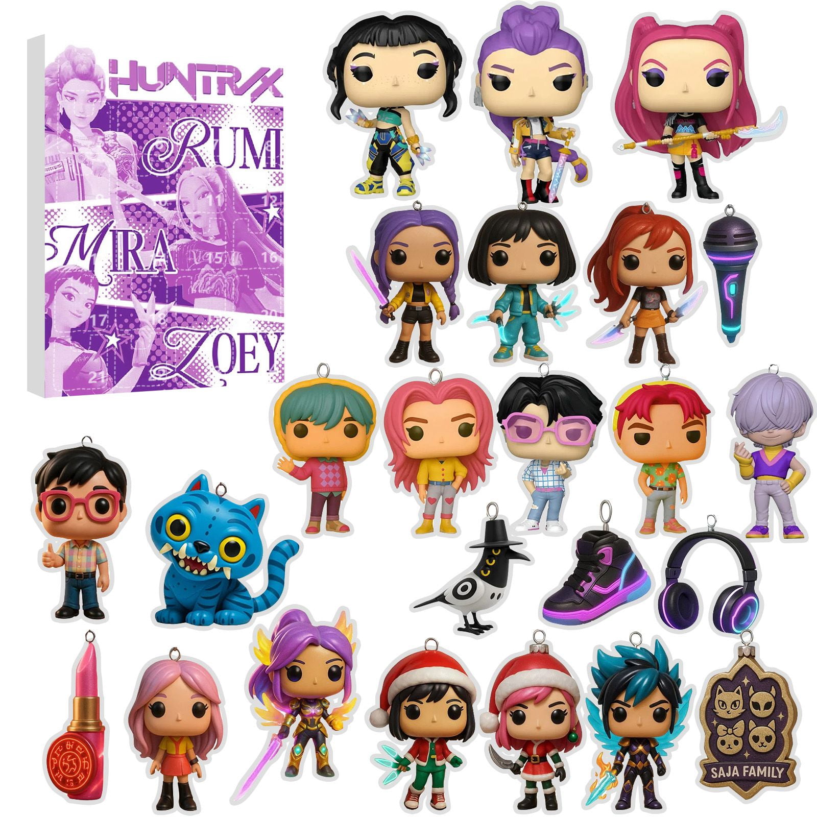 Christmas Advent Calendar 2025, Kp+Op Dem+on Hun+ters Christmas Countdown Calendars, 24 Surprise Collectibles, Cartoon Character Acrylic Keychains Blind Boxes Creative Gifts