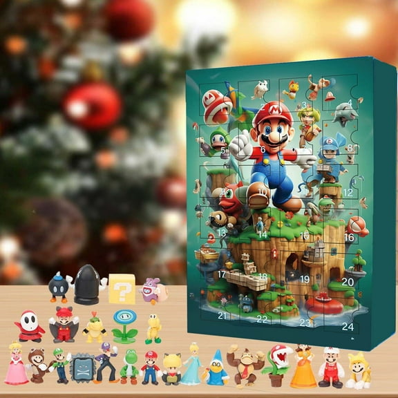 Christmas Advent Calendar 2025 Mario Bros Figurine Ornament Dcor Xmas 24 Days Countdown Calendar Christmas Gift For Boys and Girls