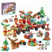 Christmas Advent Calendar 2025 Train Building Blocks Set, 12-in-1 Mini Brick Kit, Countdown Calendar with Surprise Toys, Christmas Party Favors Holiday DIY Decoration Gift