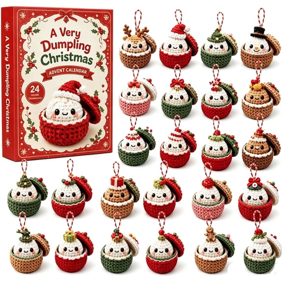 Christmas Advent Calendar 2026, 24 Day Dumpling Advent Calendar,Fun 2D Acrylic Dumpling Figurine Ornaments,Gift for Dumpling Lovers