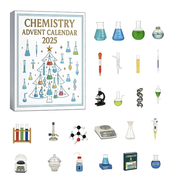 Christmas Advent Calendar 2026, 24-Days Christmas Countdown Calendar, Chemistry Advent Calendar 2025 24 Days Countdown Advent Calendars Set with Airplane Box 2D Flat Science Themed Collection