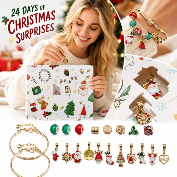 Christmas Advent Calendar 2026, 24 Days DIY Jewelry Making Kit for Adults Teens Women, Countdown Bracelet Pendant Craft Set with Charms, Unique Xmas Holiday Gift, Stocking Stuffer