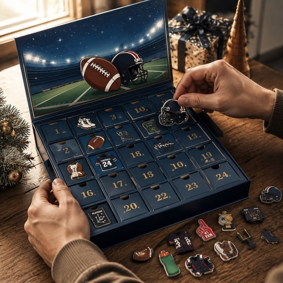 Christmas Advent Calendar 2026 24-Piece Acrylic Calendar, American Football Countdown Calendar for Boys Advent Calendar 2026, Christmas Tree Ornaments Set Boys Room Decor