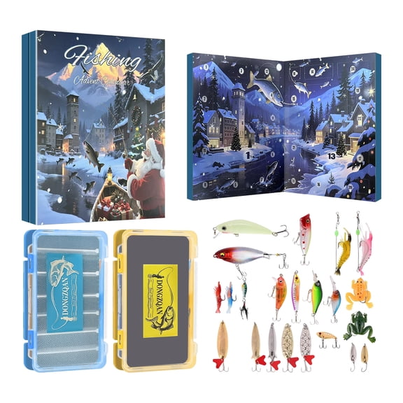 Christmas Advent Calendar 2026 Fishing Lures Set, Fishing Lure Advent Calendar, Christmas Countdown Fish Tackle Set, Advent Calendar Xmas Gift for Christmas Men Teen Boys & Father