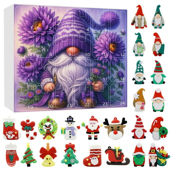 Christmas Advent Calendar for 24-Day Countdown - Includes Flat Christmas Tree Ornaments, Fun Way to Anticipate Christmas, Great for Home & Holiday Gatherings, 24pcs, E