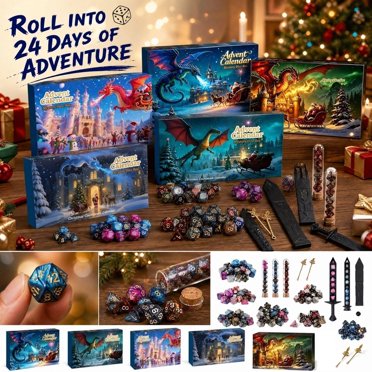 Yerloa Advent Calendar 2026 DND Dice Set with 3D Printed Dargon, Dice ...