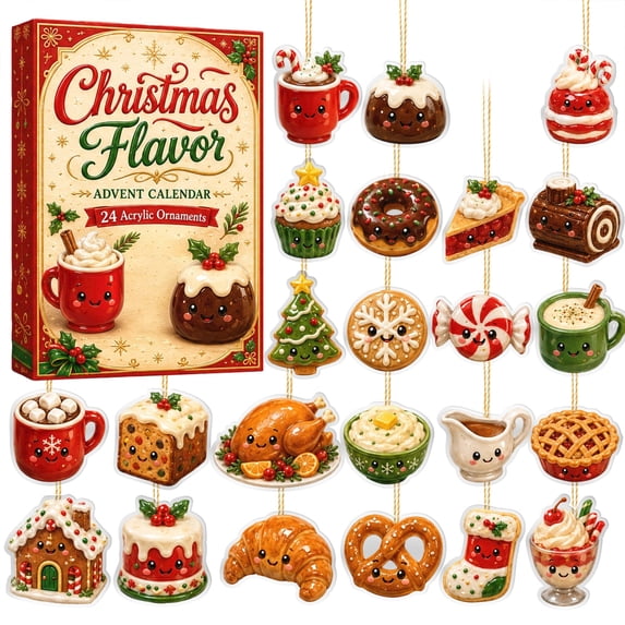Christmas Advent Calendar With 24 Festive Acrylic Hanging Ornament Blind Box for Beginners DIY Craft Holiday Wall Decor Absolutely Beautiful Festive Gift Set for Adventure Seeker Home Decoration