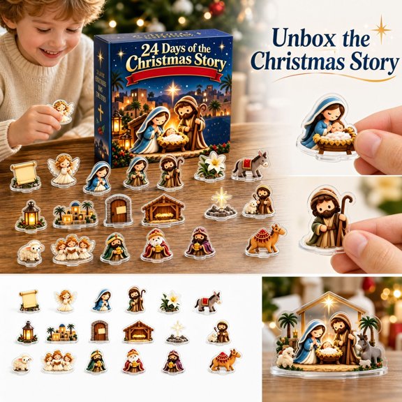 Christmas Advent Calendar 24-Piece 2D Vibrant Blind Box Figures, Hobby Countdown Calendar Daily Surprise Experience, Christian Gifts Religious Holiday Keepsake