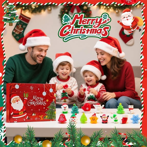 Christmas Advent Calendar 24 Piece Blind Box Countdown Set, 3D Holiday Figures Surprise Toy Collection, Christmas Gift Box for Kids, Festive Party Favor and Home Decor