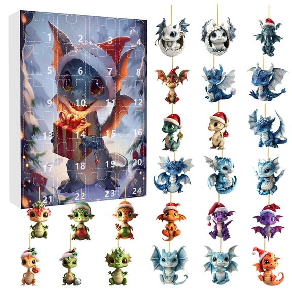 Christmas Advent Calendar Acrylic Ornaments – 24-Day Countdown Calendar with Cute Hanging Pendants – Flat 2D Christmas Tree Decorations for Home, Office, Kids & Gift Use