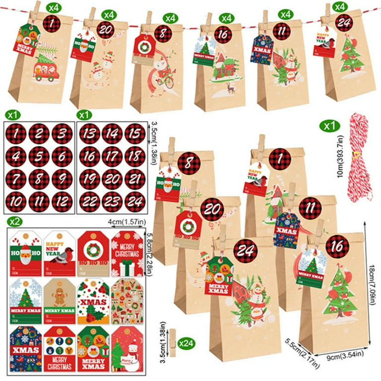 Christmas Advent Calendar Bags 24 Days Empty Advent Calendar DIY Countdown Calendar  Gift Bags Christmas Decorations - Walmart.com