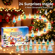 Christmas Advent Calendar Blind Box, 24 Day Countdown Calendar with 24 Pcs Mini Sea Glass 2D Acrylic Christmas Tree Ornaments, Holiday Surprise Gift for Xmas Home Decor
