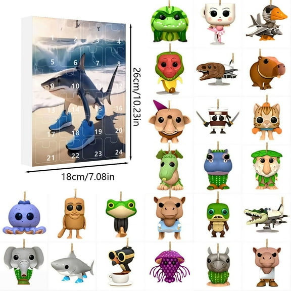 Christmas Advent Calendar Blind Box – 24 Days 2D Acrylic Hanging Ornaments, Mythical Creature Series Holiday Countdown Box for Home Décor, Gift & Surprise Collection