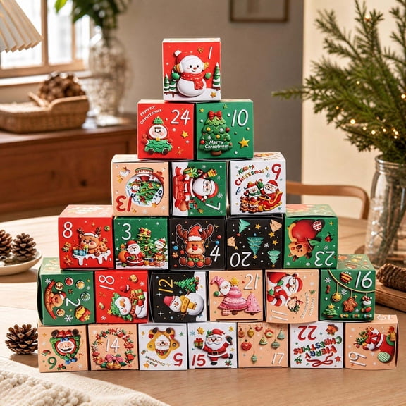 Christmas Advent Calendar Boxes 24 Countdown Candy Treat Gift Boxes