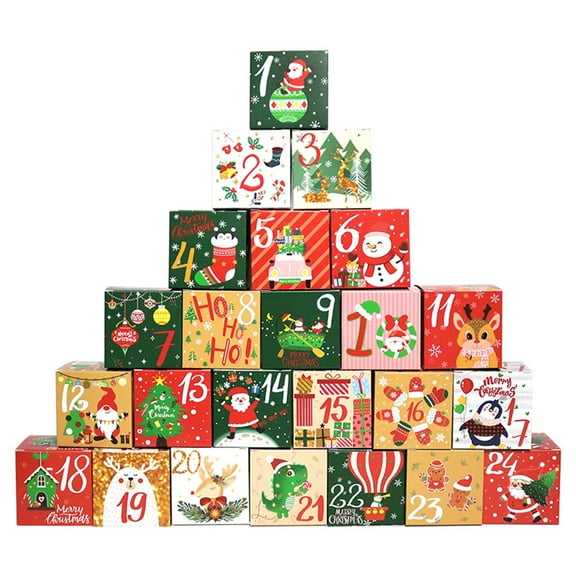 Christmas Advent Calendar Boxes 24 Pack Candy Gift Packaging Box for Festival Party Arrival Calendar Countdown