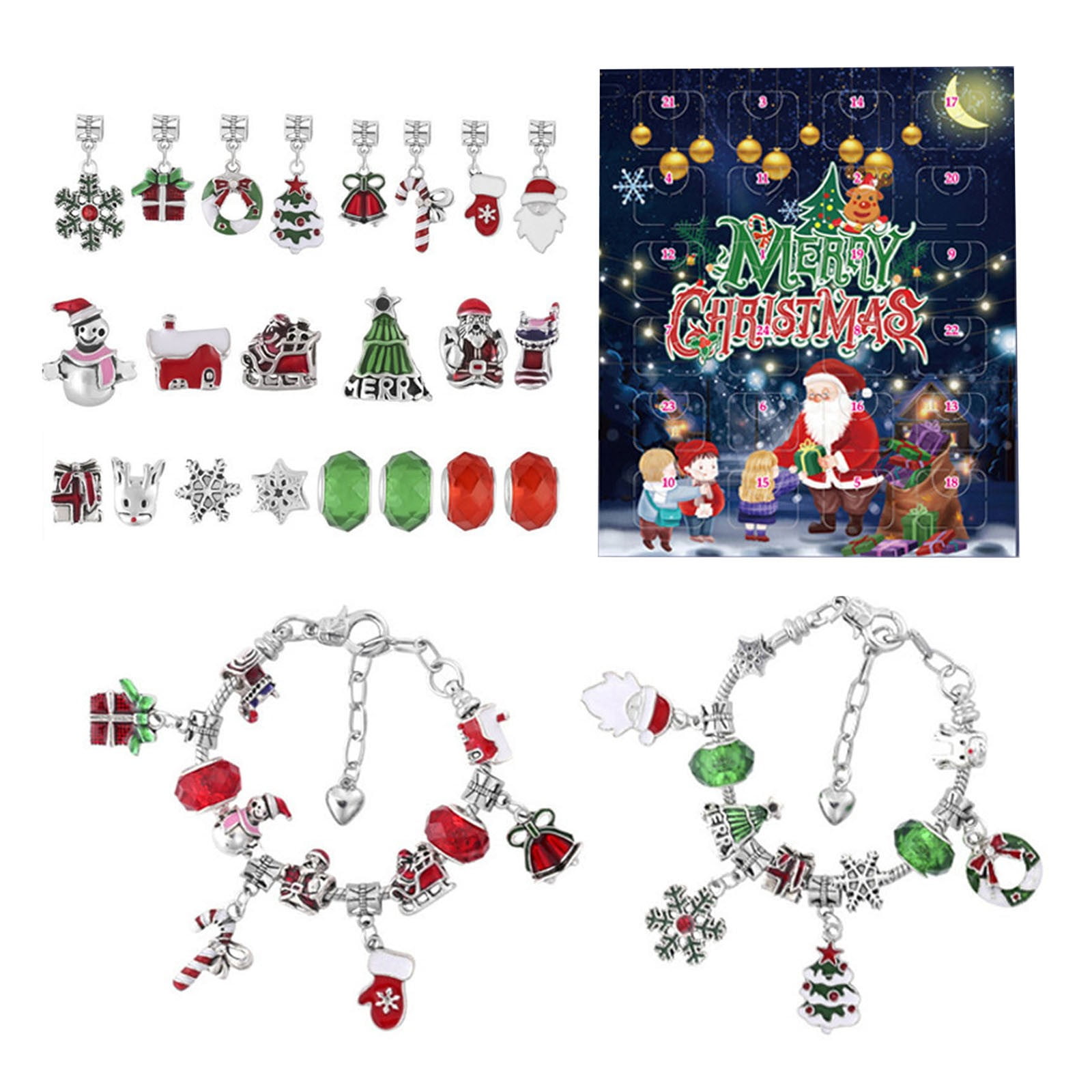 Christmas Advent Calendar Bracelets 2024,24 Days Xmas Countdown