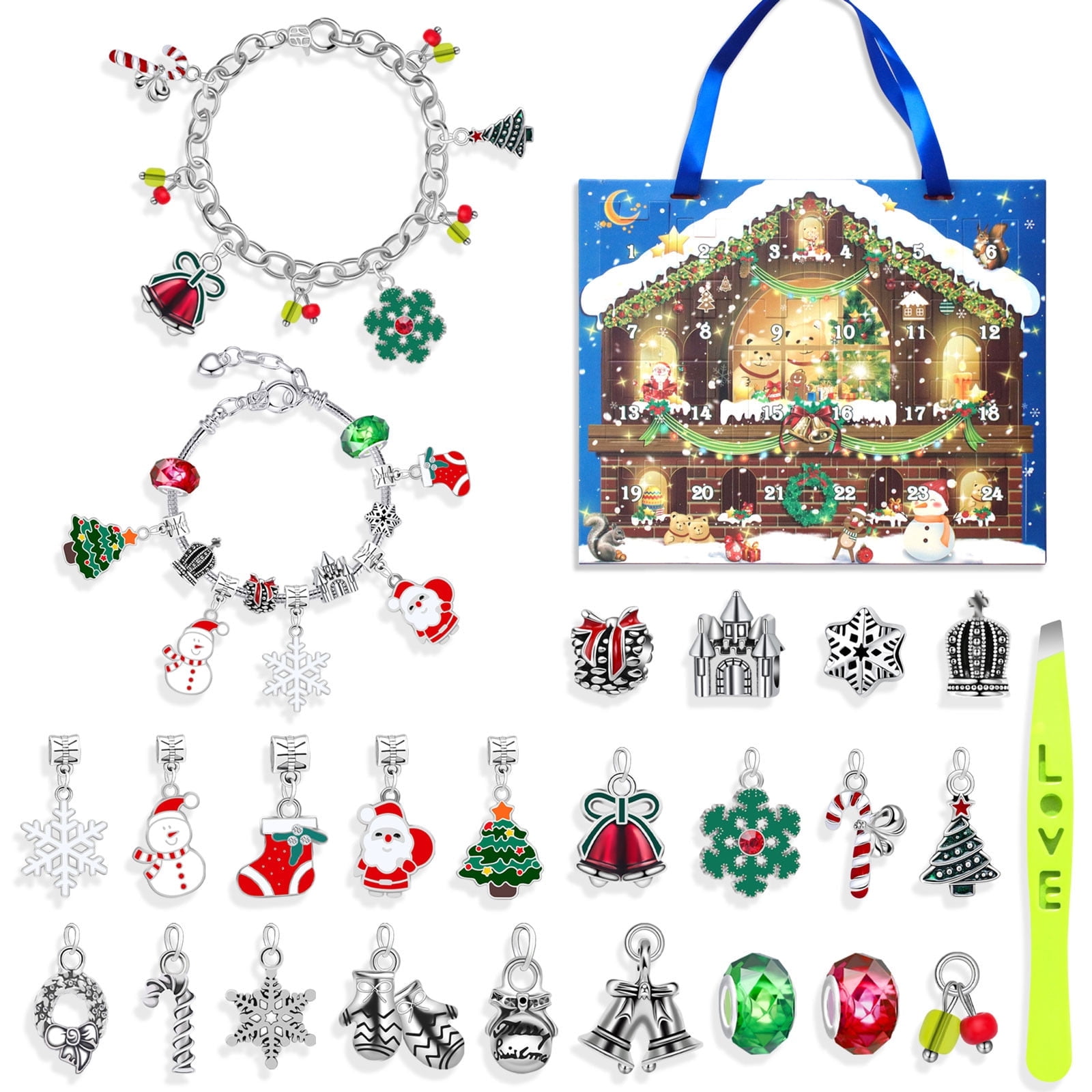 Christmas Advent Calendar Bracelets 2024, 24 Days Xmas Countdown