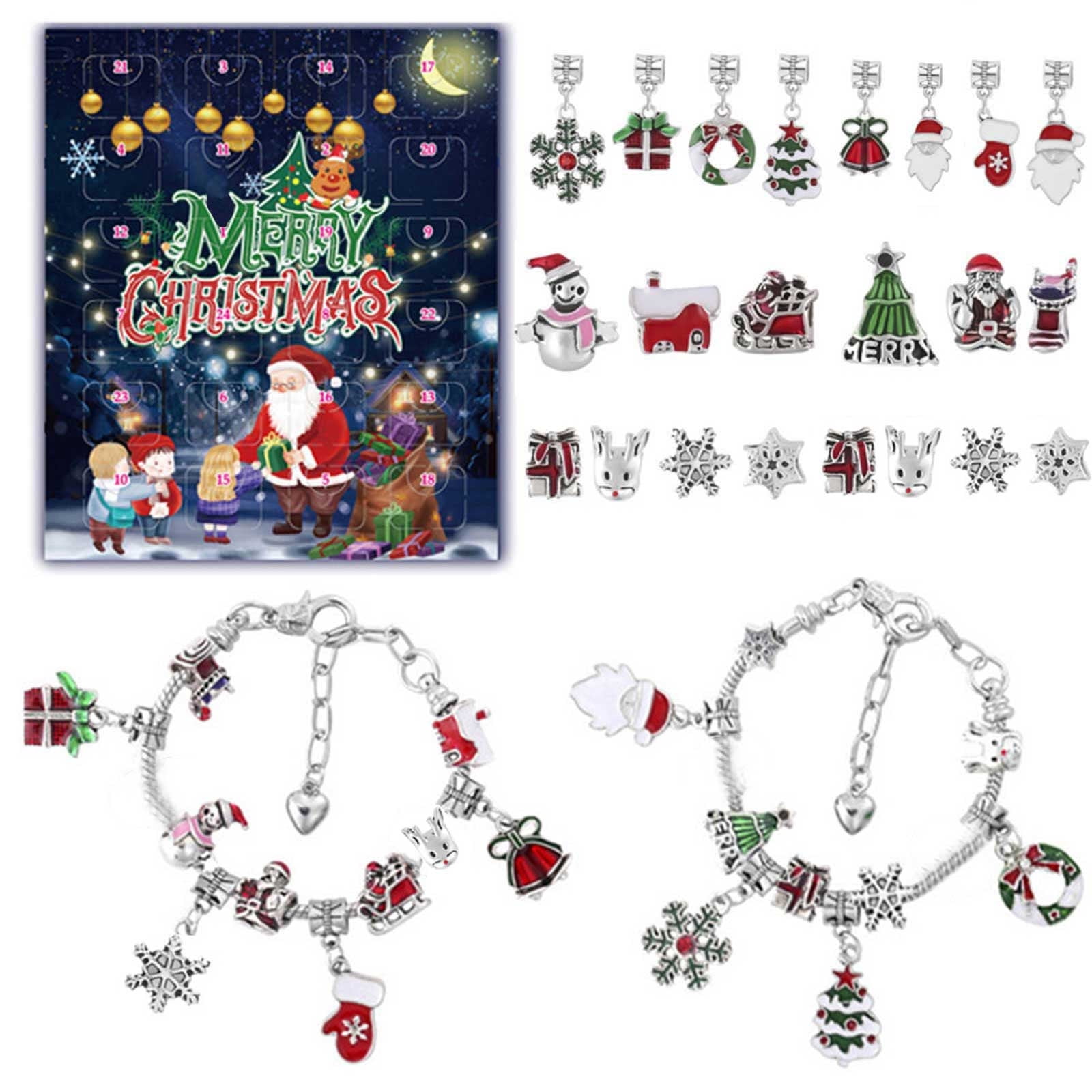 Christmas Advent Calendar Bracelets 2024 for Girls 24 Days Xmas