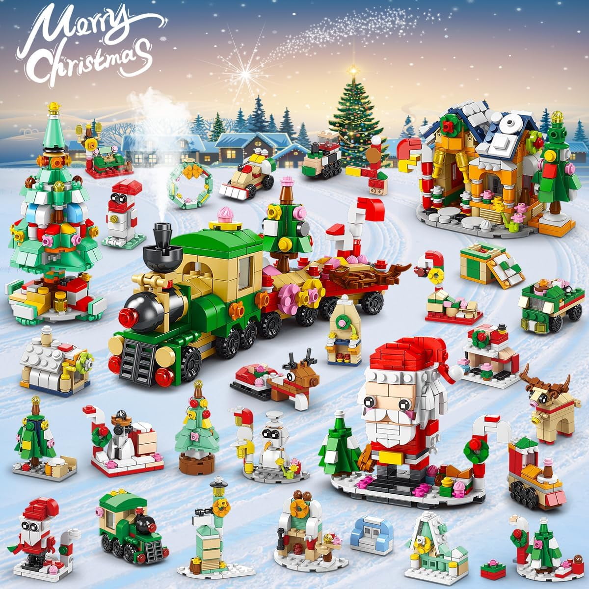 Christmas Advent Calendar Building Set 2024 Countdown Playset 24